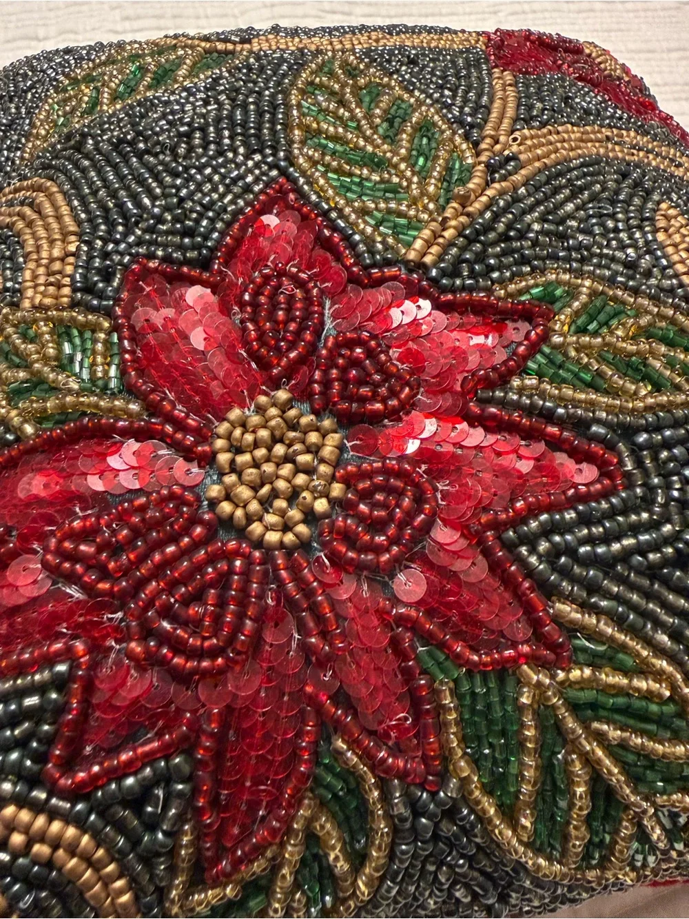 Pier 1 Beaded Poinsettia Holiday Throw Pillows (Two) GORGEOUS